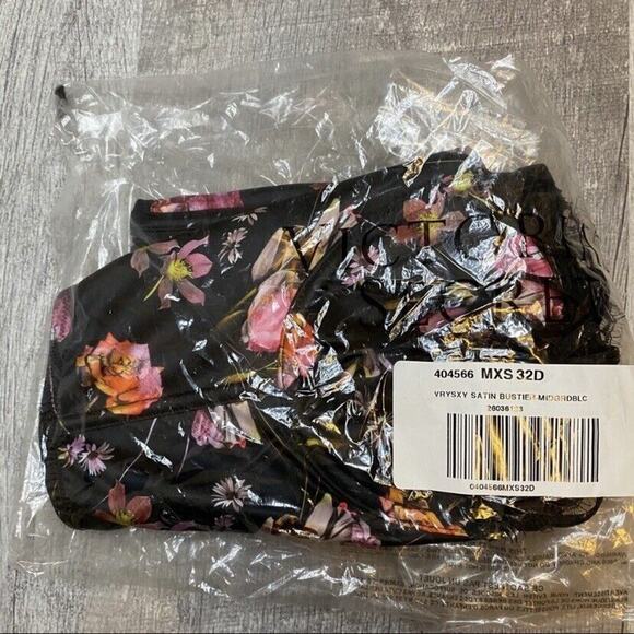 Victorias Secret Very Sexy Lightly Lined Black Floral Bra Bustier 32D NWT - Picture 11 of 11